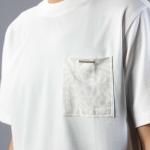 Oversized Basic Round T-Shirt with Patterned Pocket