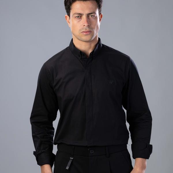 100% Cotton Poplin Shirt with Lycra – Slim Fit