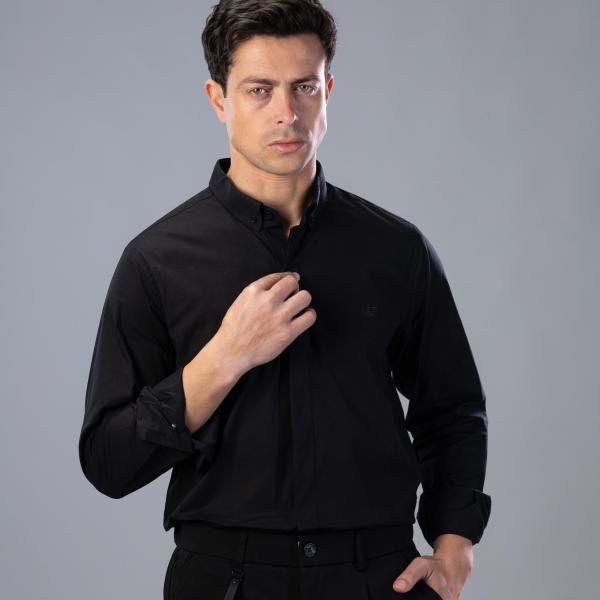 100% Cotton Poplin Shirt with Lycra – Slim Fit